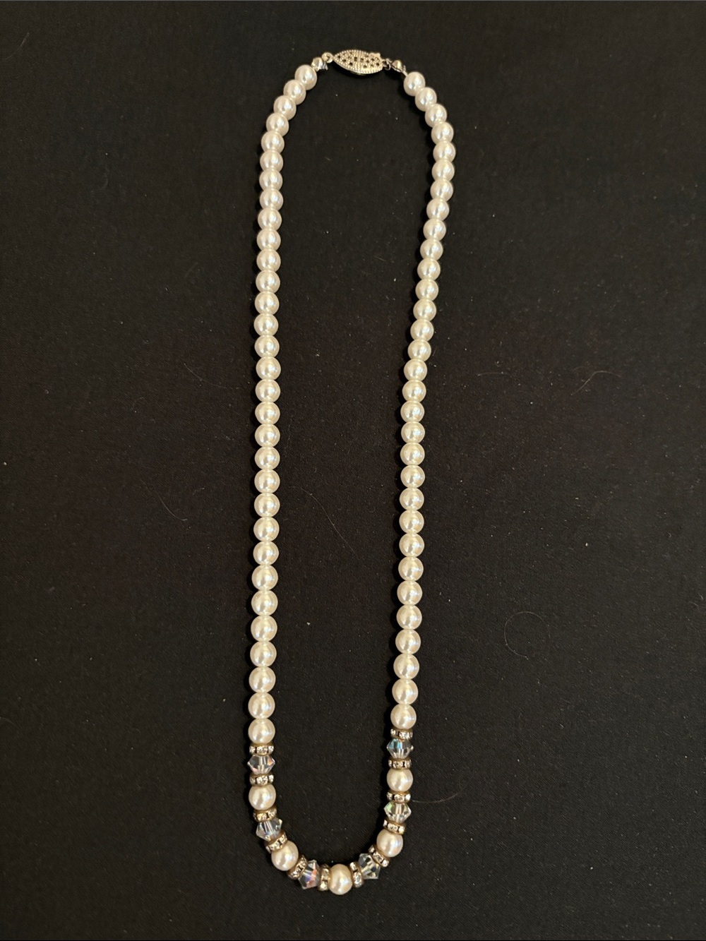 Pearl and Crystal Accent Necklace - White